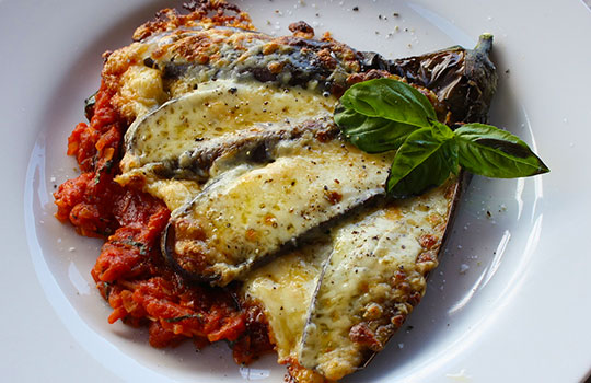 Cheesy Baked Eggplant - Featured Image